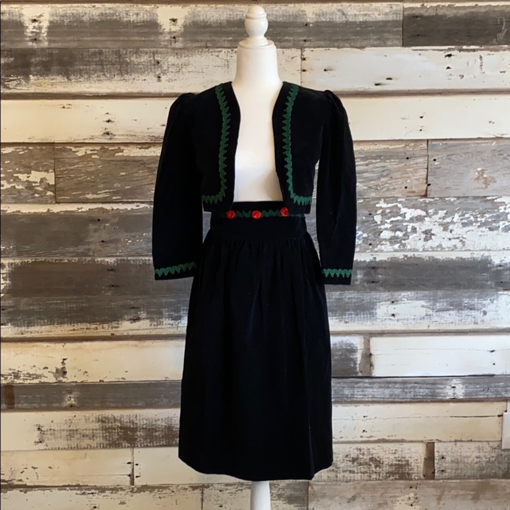 Sylvia Whyte Black Velvet skirt & jacket Vintage